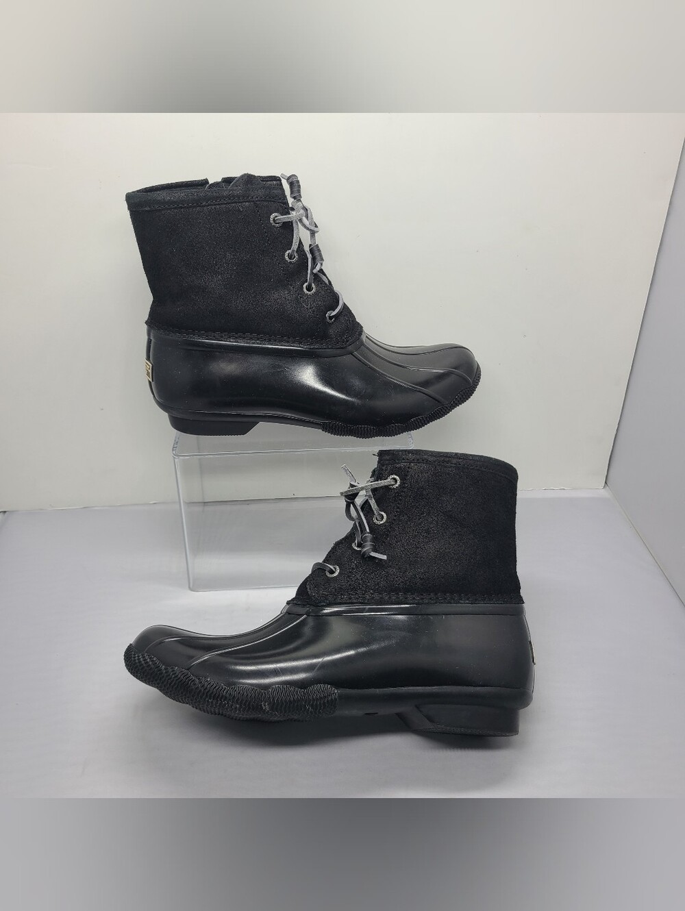 Sperry Boots Saltwater Sparkle Duck Bootie waterproof Black Wool Blend - Women 8
